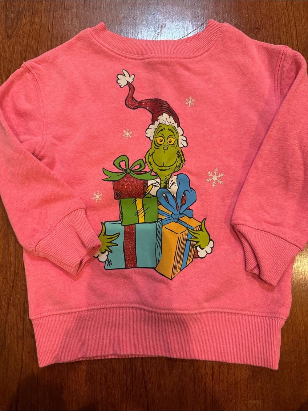 Pink Kids Sweatshirt with Holiday Grinch Graphic